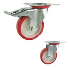 Red 198lbs Capacity 5 Polyurethane Casters With Threaded Stem