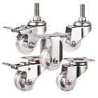 1.5" Clear PC Locking Threaded Stem Swivel Head Stainless Steel Casters
