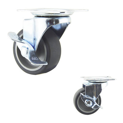 Soft Rubber Wheel Side Brake Light Duty Casters 50x20.3mm