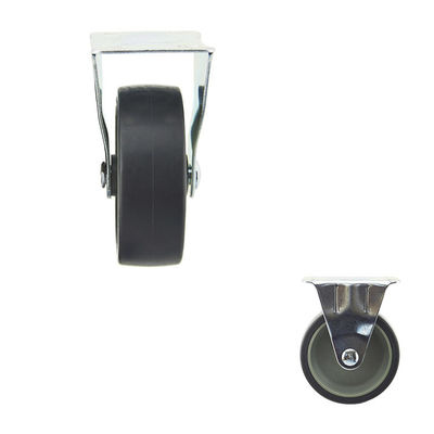 75mm Wheel Grey TPR Fixed Light Duty Casters For Small Trolley