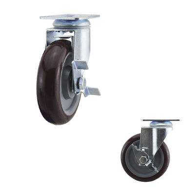 3-3/4 X 3-3/4 Inch Mounting Plate Size 5 Inch Medium Duty PU Swivel Caster Wheels for Heavy-Duty Material Handling