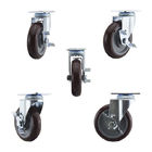 5 Inch Red Polyurethane Soft Wheels Medium Duty Side Locking Swivel Casters Trolley Carts