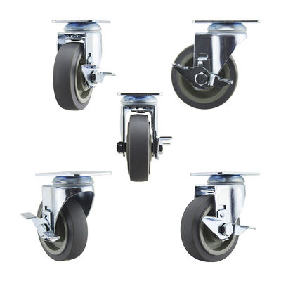 3-3/4 X 3-3/4 Inch Mounting Plate Size 5 Inch Medium Duty PU Swivel Caster Wheels for Heavy-Duty Material Handling