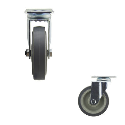 5" Flat Tread Gray PP Core Medium Duty Casters Zinc Painted Bracket