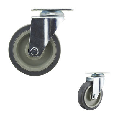 5" Flat Tread Gray PP Core Medium Duty Casters Zinc Painted Bracket
