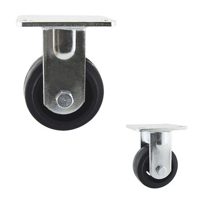 4 Inch Wheel 180kg Capacity Heavy Duty Casters Iron Rubber Rigid Plate