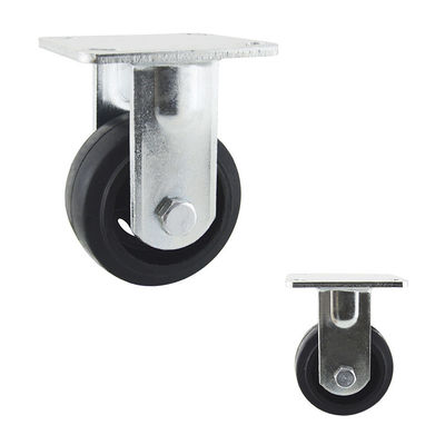 4 Inch Wheel 180kg Capacity Heavy Duty Casters Iron Rubber Rigid Plate