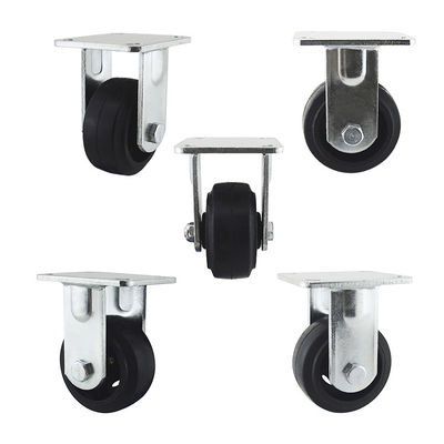 4 Inch Wheel 180kg Capacity Heavy Duty Casters Iron Rubber Rigid Plate