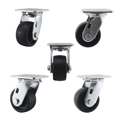 4 Inch Black Solid PP Wheel Swivel Plate Heavy Duty Casters