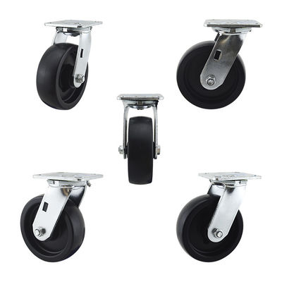 6 Inch Black PP Wheel Swivel Heavy Duty Casters No Brakes