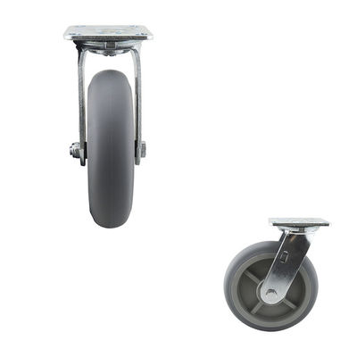 Grey TPR 280kg Capacity 8 Inch Double Ball Bearing Swivel Plate Caster Wheels