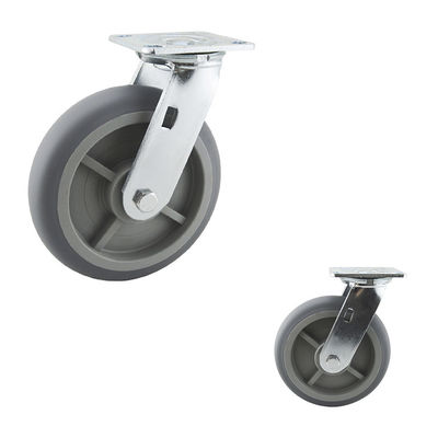 Grey TPR 280kg Capacity 8 Inch Double Ball Bearing Swivel Plate Caster Wheels