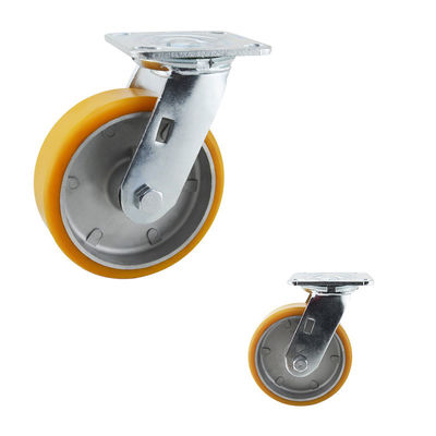 ISO9001 Orange Color 6 Inch 400kg Flat Tread PU Casters