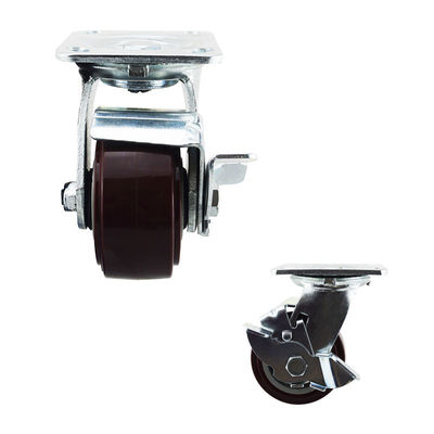 200kg PU Swivel Side Brake 100mm Heavy Duty Casters Wheels