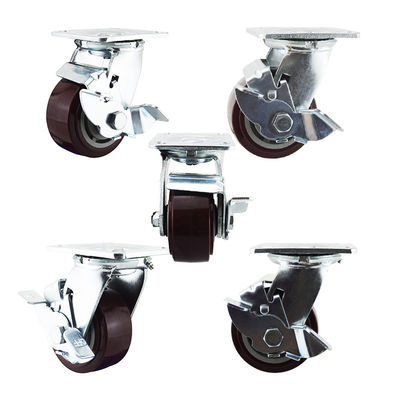 200kg PU Swivel Side Brake 100mm Heavy Duty Casters Wheels