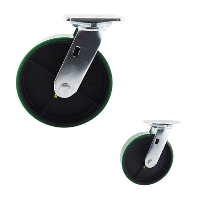 Vintage Industrial Casters 540kg Capacity Green PU 8 Inch Trolley Swivel Casters Wheels