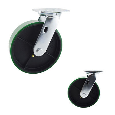 Vintage Industrial Casters 540kg Capacity Green PU 8 Inch Trolley Swivel Casters Wheels