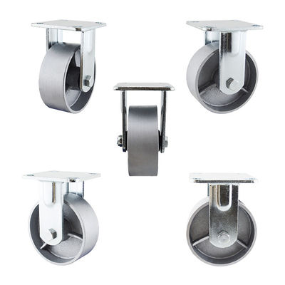 5 Inch Silver Furniture Roller Bearing Fixed Wheel Castors