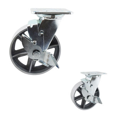 150mm  616LBS Load Capacity Hollow Cast Iron Swivel Plate braked swivel castors