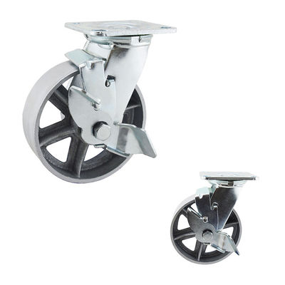 150mm  616LBS Load Capacity Hollow Cast Iron Swivel Plate braked swivel castors