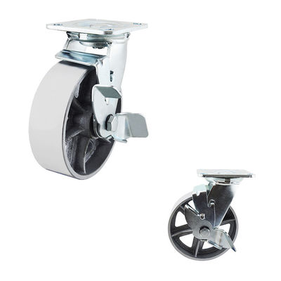 150mm  616LBS Load Capacity Hollow Cast Iron Swivel Plate braked swivel castors