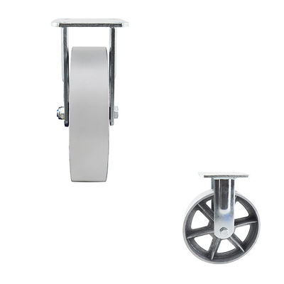 200mm Silver Color 300kg Capacity Hollow Core Rigid Caster Wheels Flat Tread