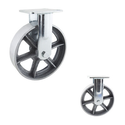 200mm Silver Color 300kg Capacity Hollow Core Rigid Caster Wheels Flat Tread