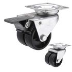 Solid 2" Black PP Wheels 154lbs Capacity Dual Wheel Industrial Casters
