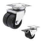 50mm Dual Wheel Double Brake PP Wheels Bolt Hole Swivel Casters For Furniture