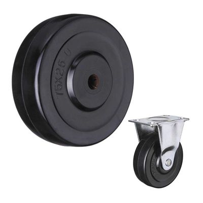 WBD 100mm  4" Fixed Light Duty Solid Rubber Casters