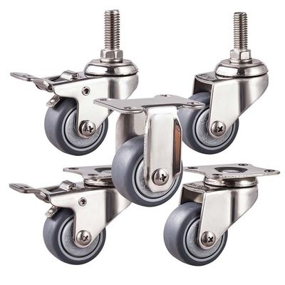 1.5 Inch TPR Soft Wheels Stainless Steel Rigid Plate Casters For Sale