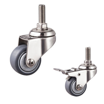 40mm 66LBS  Anticorrosive  Threaded Stem TPR Caster Light Duty 304 Stainless Steel Swivel