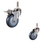 4" PU Silent Wheel Threaded Stem Swivel Locking Medium Duty Stainless Steel Castor Wheels