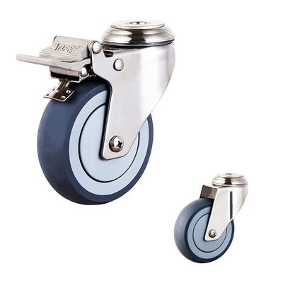 Soft TPR Wheel Threaded Stem 4 Inch Medium Duty 304SS Medical  Hospital Bed Casters