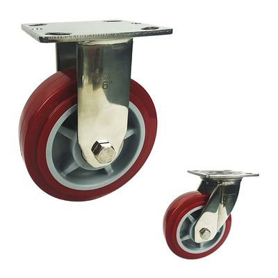 300kg 6x2" Anti Rust Heavy Duty Rigid Plate 304SS Pu Caster Wheel