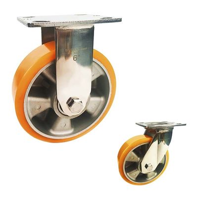 6" Diameter 770LBS Capacity Swivel Brake Aluminium PU Wheel Casters