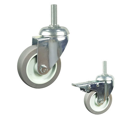 4" Swivel Head Grey TPR Floor Protecting Bolt Hole Caster Wheels