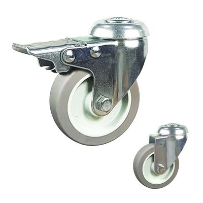 4" Swivel Head Grey TPR Floor Protecting Bolt Hole Caster Wheels