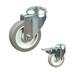 100x27mm 360° Rotating Bolt Hole Swivel Head TPR Furnitures Light Duty Casters With Total Brake