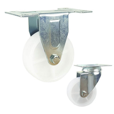 4inch Solid Wheel Screw Fixed Rigid Plate White PP Light Duty Casters For Misting Fans