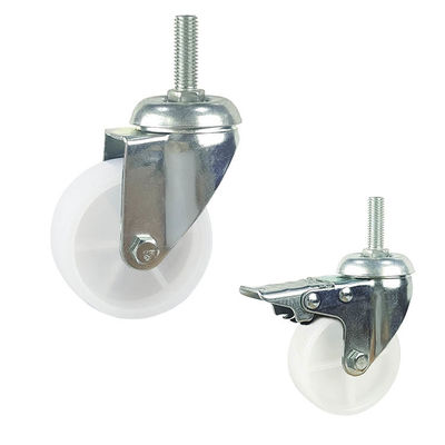 4inch Solid Wheel Screw Fixed Rigid Plate White PP Light Duty Casters For Misting Fans