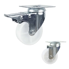 100mm White Plastic Solid Wheel Light Duty Casters Square Plate Swivel Head