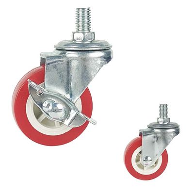 66LBS Capacity Red Wheels Threaded Castor Wheels