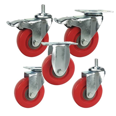 Gray/ Red/ Blue/ Orange/ Green/ White Medium Duty Casters with Side Lock Brake Type and 300 Lbs Load Capacity