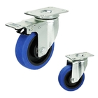 100mm Diameter Blue TPR Trolley Casters Wheel With M12x30mm Threaded Stem