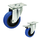 100mm Diameter Blue TPR Trolley Casters Wheel With M12x30mm Threaded Stem