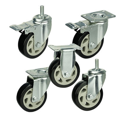 150mm Total Brake Threaded Stem Hollow Core Ball Bearing Medium Duty Casters