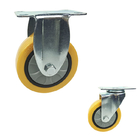 125x32mm Yellow PU Swivel Locking Threaded Stem Medium Duty Casters