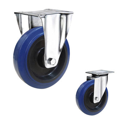 6" Soft Elastic Wheel Medium Duty Swivel Plate Casters Wheels 350kg Capacity
