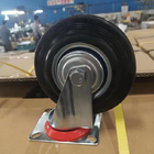 250mm Rubber Casters 10 Inch Black Wheel Bolt Hole Type Swivel Brake Castors